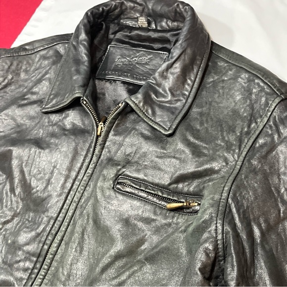 90s BLACK MOTO Leather ZIP JACKET collared Jacqueline Ferrar SOFT lamb skin coat - Picture 6 of 16